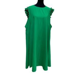Shein Curve 4XL Ruffled Sleeveless Long 100% Kelly Green Polyester Sheath Dress